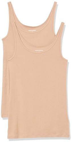 Amazon Essentials Damen Slim Fit Dünne Träger Tank Top 2er Pack Medium Beige Small