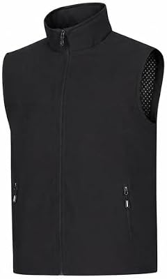 Fiuxzie Men's Lightweight Vest – Casual Black Sleeveless Outerwear (Size L)