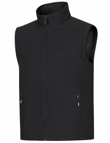 Fiuxzie Men's Lightweight Vest – Casual Black Sleeveless Outerwear (Size L)