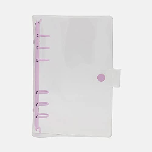 A6 Clear Soft Pvc Binder Cover 6 Purple Round Ring Binders Dia 20Mm Snap Button Closure For A6 Loose Leaf Folder Refillable Notebook Binder Cover Shell #TOP24
