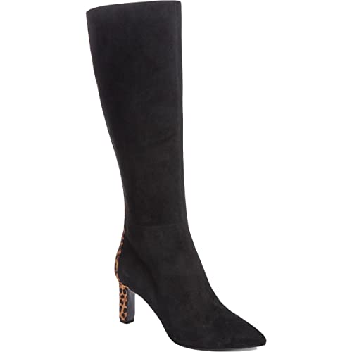 ALFANI Womens Black Animal Print Calf Hair Pointed Toe Block Heel Zip-Up Leather Dress Heeled Boots 7