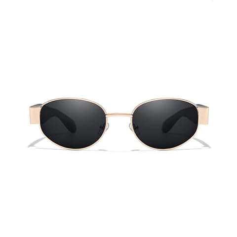 Enafad Retro Oval Sunglasses with UV400 Protection Cover