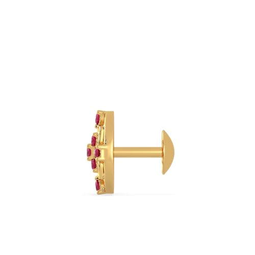 Image of Malabar Gold & Diamonds 22KT | Pure Yellow Gold Precious Stone Nose Pin For Women