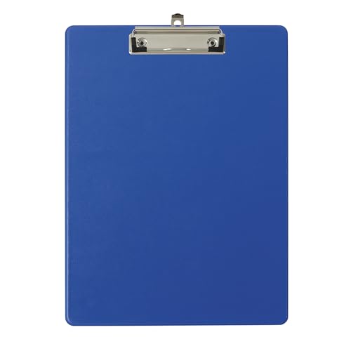 Exacompta - Réf. 19292E - Porte-bloc à pince avec pochette plastique sur le dos - Système d'accroche mural - Dimensions : 23 cm x 32 cm pour document format A4 - Coloris bleu