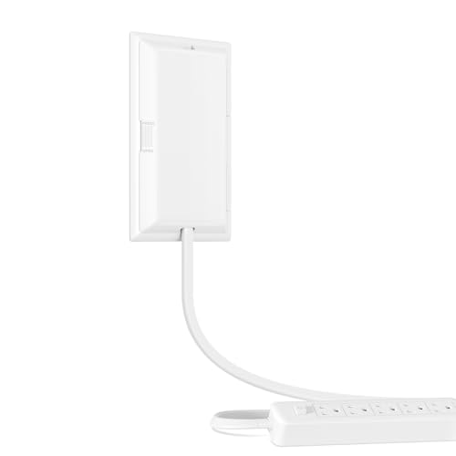 Terficer Outlet Cover Extension Cord 6 Feet, Ultra-Thin Outlet Concealer with Flat Plug Power Strip 5 AC Outlets, Childproof Flat Extension Cord Outlet Cover, 1875W for Kitchen, Home, Office