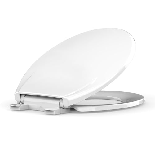 Toilet Seat Round,Toilet Seat with Quick-Release And Quick-Attach, Plastic Toilet Seat with Soft Close, Easy Install and Clean - White