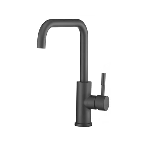 Image of Dura Faucet DF-MK533LK-MB RV Squared-Arc Kitchen Faucet (Matte Black) | RV squared-arc single-handle kitchen faucet for campers and trailers. Matte Black finish. Easy DIY install.