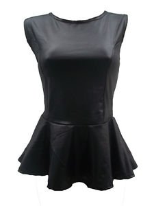 Lush Clothing B54, top peplum PVC effetto bagnato