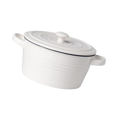 Homoyoyo Tazón de Sopa de Cerámica con Doble Asa y Tapa Resistente al Calor Tamaño 6 Pulgadas para Cocinar al Vapor Servir Sopas y Postres Adecuado para Hogar Restaurantes y