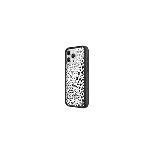 Image of Wildflower Cases - Compatible with iPhone 16 Pro Max | Protective Black Bumper, 6.5ft Drop Test Certified, Women Owned Small Business | Animal Leopard White Black Floral Cute Trendy | Snow Meow