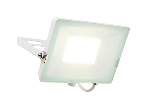 Image of Saxby 98446 Salde 50w LED Floodlight, Matt White, IP65, 4000lm, 4000K, Cool White
