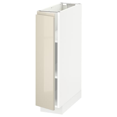 METOD - Armario bajo con estantes, 20 x 60 cm, blanco/Voxtorp beige claro brillante