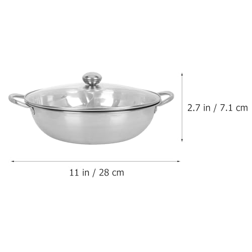 Amosfun Marmite Inox Double Compartiment 11.02In Casserole Chauffante Avec Couvercle Et PoignéEs Pour Hot Pot Chinois Compatible Gaz Et Induction – Image 6