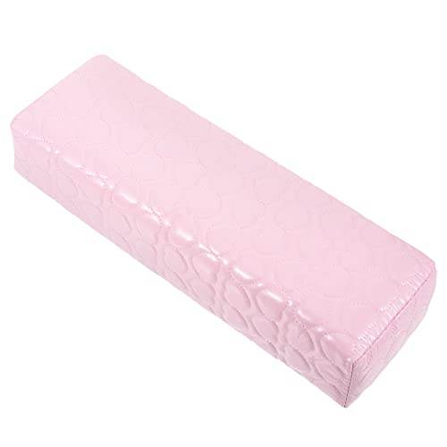 VALICLUD 1 Pieza Almohadilla Para Uñas Clavos Cojín De Brazo De Manicura Reposabrazos Para Uñas Reposabrazos Para Nail Tech Almohada Agarre Mano De Uñas Reposapiés Apoyo Forma Cuero Rosa