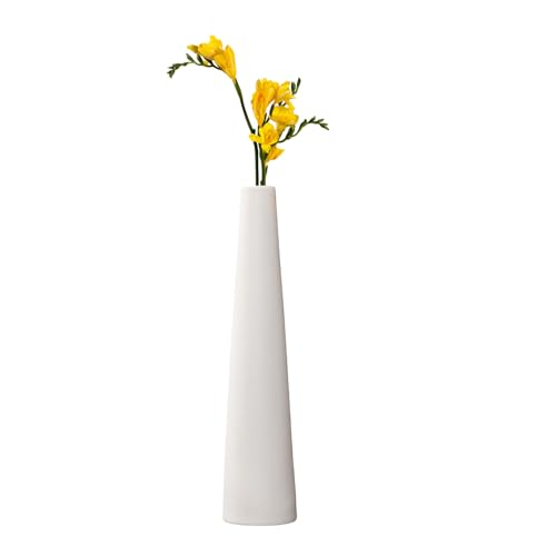 Small Ceramic Bud Vase Tall Conic Narrow Neck Single Stem Flower Vases Decorative Floral Vase Home Decor Centerpiece for Wedding Office Dining Table Decoration (Not Includes Flowers)
