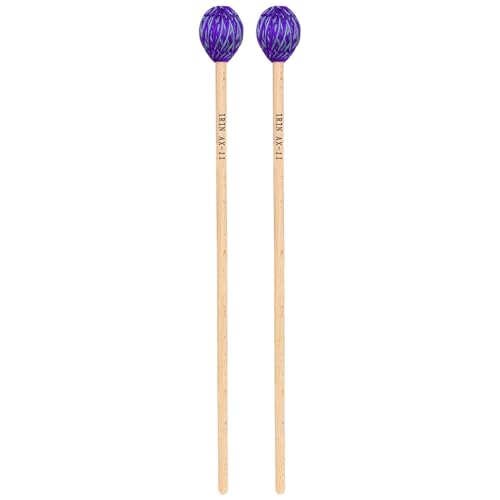Baquetas para marimba y vibráfono, cabeza redonda envuelta en hilo, mango de madera, tamaño medio duro, par miniatura 4