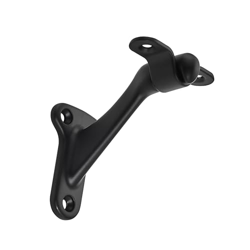 khtumeware 6 Pack 3 Inch Matte Black Hand Rail Bracket Heavy Duty Hardware for Stairways Home or Office Stair Support Handrail Brackets