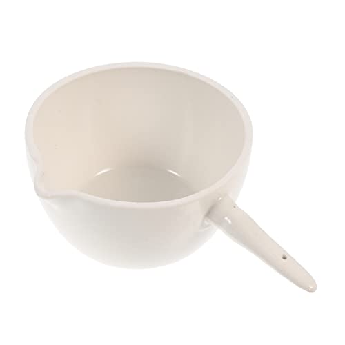 FUNOMOCYA 1pc Flat Bottom Evaporating Dish Lab Evaporating Laboratory Evaporating Bowl Laboratory Evaporating Dish Home Evaporating Container Evaporating Dish with Handle White Ceramics