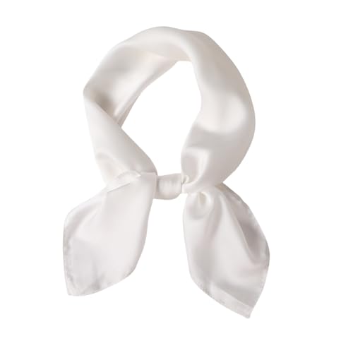 Bwerfuet Women Satin Scarf Chiffon Satin Hair Bandanas Square Stain Scarf Vintage Head Scarves for Women 27.5 27.5inch (White)