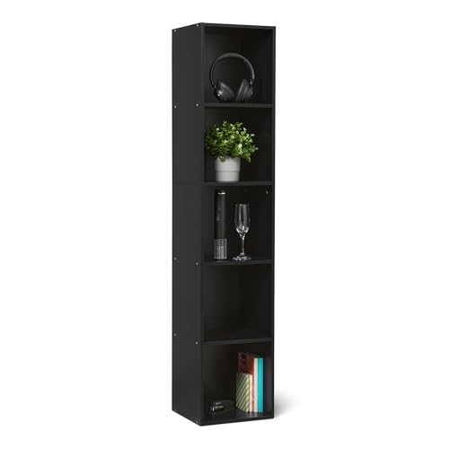 Amazon Basics 5-Cube Bookcase Compatible with Fabric Storage Cube Organizers Black