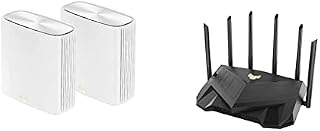 ASUS ZenWiFi Whole-Home Tri-Band Mesh WiFi 6E System (ET8 2PK), Coverage up to 5,500 sq.ft & 6+Rooms, 6600Mbps, New 6GHz Band, AiMesh,Instant Guard