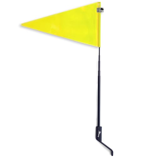 Triceplay Carbon Fiber Telescopic Reflective Safety Flag - High visibility, bike flag, Kid bike safety flag, Bike trailer flag, Bike visibility flag[Sunburst Yellow]