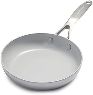 GreenPan Venice Pro Tri-Ply Stainless Steel Healthy Ceramic Nonstick 20 cm Frying Pan Skillet, PFAS-Free, Multi Clad, Induction, Oven Safe, Silver