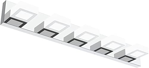 Ralbay Dimmable Chrome Bathroom Light Fixtures 5 Lights Modern LED Vanity Light Fixtures Acrylic Stainless Steel Chrome Bathroom Vanity Wall Lighting Over Mirror by Ralbay - Used condition - US$47.60