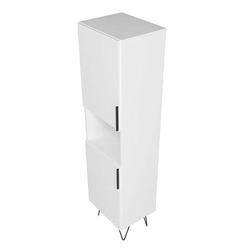 Manhattan Comfort Beekman 17.51" Narrow Bookcase Cabinet With 5 Shelves In White #TOP5