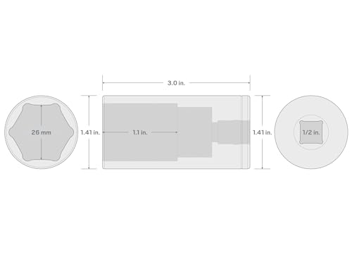 Image of TEKTON 1 /2 Inch Drive x 26 mm Deep 6-Point Socket | SHD23126