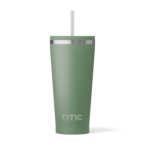 RTIC 20oz Everyday Tumbler Insulated Stainless Steel Portable Travel Coffee Cup with Straw, Ceramic...