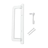 PGT 10" Sliding Glass Door Interior Handle with Thumb Latch Lever and Screws | Inside Handle Replacement w/ 3-7/8" Hole Spacing | Fix and Repair PGT Door Hardware - White