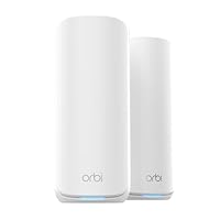 NETGEAR Orbi 870 Series Tri-Band WiFi 7 Gaming Mesh System (RBE872) - Router + 1 Satellite Extender, Added Security, Up to 21 Gbps, Covers Up to 400 sq. m., 150 Devices, 10 Gig Internet Port, BE21000