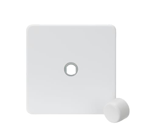 Knightsbridge 1G Dimmer Plate with Matching Metal Dimmer Cap -Matt White
