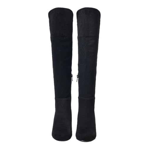 Over the Knee High Boots for Women Wedge Heel Suede Long Stretch Sexy Fashion Tall Boots Black Red US6-112