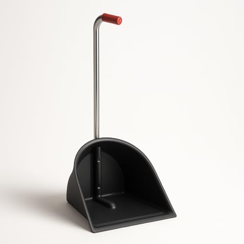 ERPINA Bollensammler 80cm schwarz - robuste Bollenschaufel mit viel Volumen für Pferdehalter Landwirte & Stallbetreiber - ideal zum schnellen Aufsammeln von Pferdeäpfeln & Mist + Forke Mistschaufel