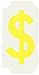 Brady 5060-$ Vinyl (B-933), 2" Height Yellow Gothic Quik-Align, Legend "$" (Package of 10)