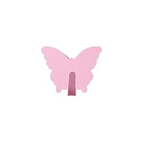 Butterfly Wall Hooks, Stainless Steel Butterfly Shaped Hooks, Wall Mounted Self Adhesive Decorative Key Holder Coat Hooks(pink)
