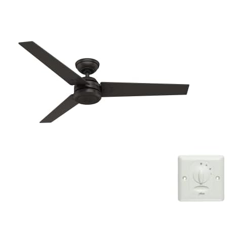 HUNTER FAN Ceiling Fan Protos 132 cm Indoor and Outdoor, and Wall control, Premier Bronze, 3 Reversible Blades Fire Polished Wood and Premier Bronze Ideal for Summer or Winter, Model 51220 Cover