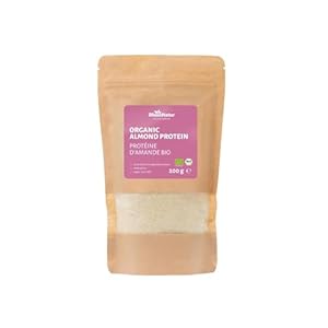 RheinNatur biologische amandel proteïnepoeder ontvet 200 g – Vegan proteïnepoeder, lactosevrij & glutenvrij – Neutrale smaak, voor koken, bakken & shakes