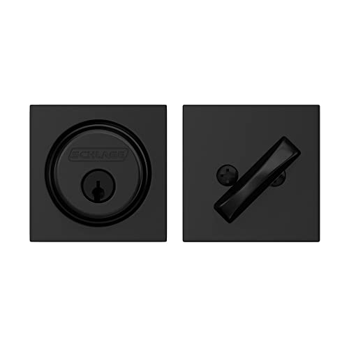 Schlage B60 N Col 622 Deadbolt With Collins Trim, Keyed 1 Side, Highest Residential Security, Matte Black #TOP4