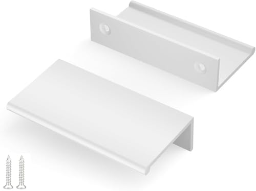 Image of Peaha 10 Pack Kitchen Cabinet Handles 2-1 /2 inch White Drawer Pulls Edge Pulls | White Cabinet Pulls Dresser Drawer Handles Modern Hidden Aluminum Alloy Closet Bedroom, Easy to Install