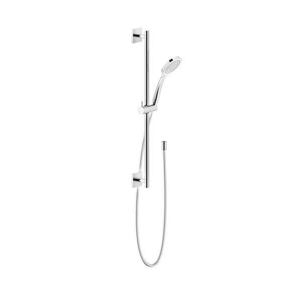 Set barra doccia Gessi Emporio 600 mm, rosetta quadrata, con doccetta anticalcare a 1 getto e flessibile doccia 1,50 m, 47314, Colorazione: cromo