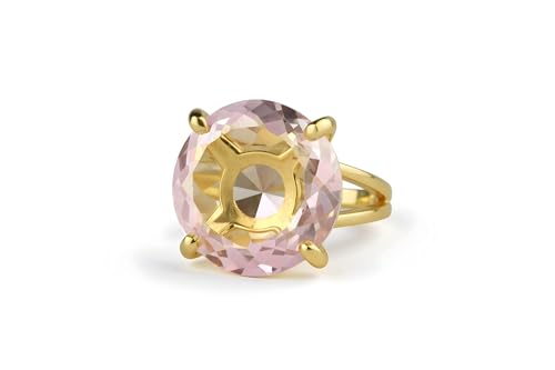 Bague or avec quartz rose bijou de cocktail élégant pour soirée