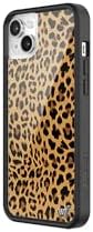 Wildflower Cases - Compatible with Apple iPhone 13/14 | Protective Black Bumper, 4ft Drop Test Certified, Women Owned Small Business | Meow - Leopard Cheetah Brown Animal Cute Trendy