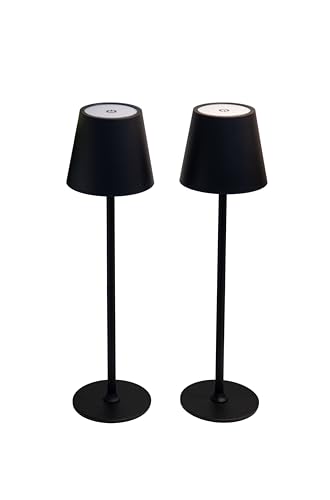 Set of Black LED Bedside Lamps with Touch Control, 3W Dimmable, Adjustable Height, Colour Temperatures, Ideal for Night Reading, Wireless Design for Versatile Use [Energy Class A]