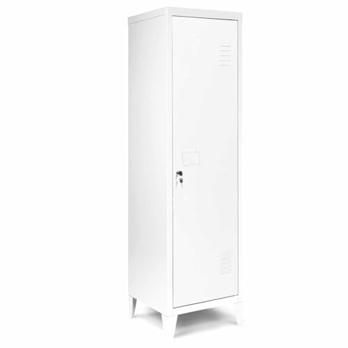IDMarket - Armoire vestiaire Ester 1 Porte métal Blanc Design Industriel