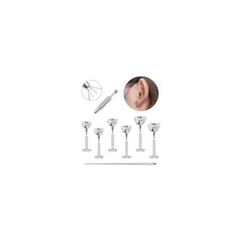 Uni-J Flat Back Stud Earrings for Women Hypoallergenic Surgical Stainless Steel Internal Thread Tragus Helix Cartilage Conch Nose Monroe Labret Medusa Piercing Jewelry /Be Equipped With Piercing Ball Grabber Tool/18G Silver Cover