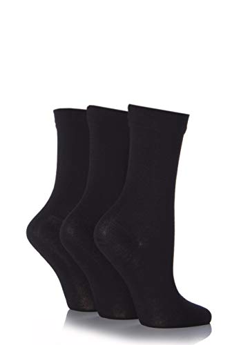 SockShop Ladies Bamboo Socks 3 Pack, Black 4-8