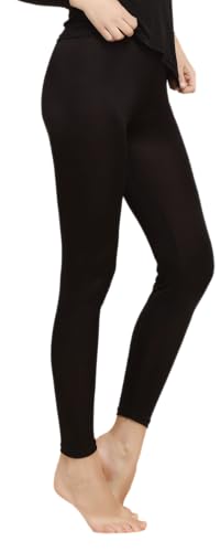 Women Mulberry Silk Thermal Long Johns Underwear Bottom Lightweight Silk Leggings Base Layer Pants (US, Alpha, Medium, Regular, Regular, Black)